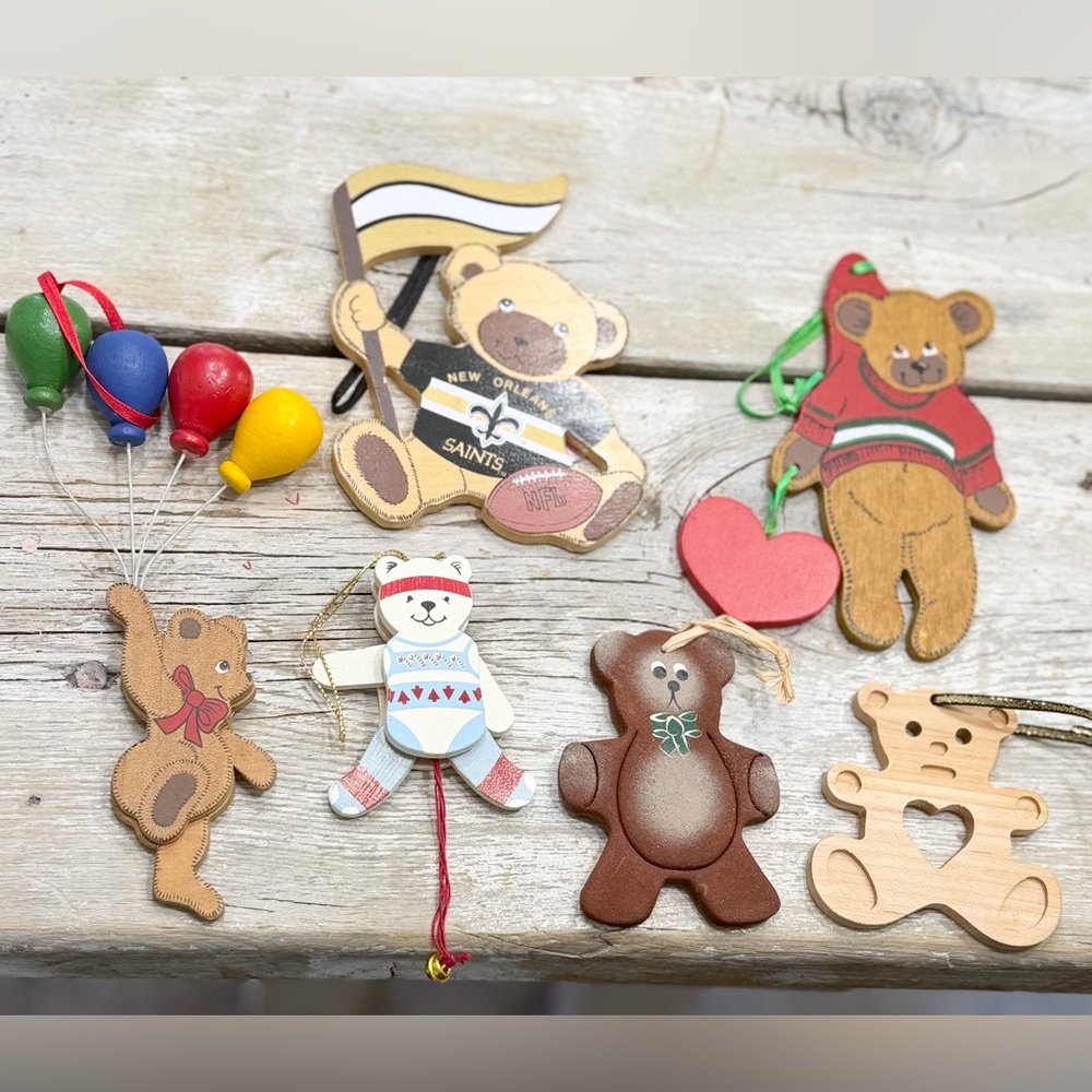 6 Vintage Bear Holiday Ornaments. 3 Kurt Adler | AGC Collectible | Christmas
